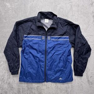 Vintage Adidas Jacket Mens L Blue Colorblock Windbreaker‎ Full Zip Lined